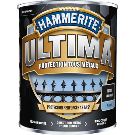 Peinture métal acrylique ULTIMA Brillant Noir 0,75L - Hammerite