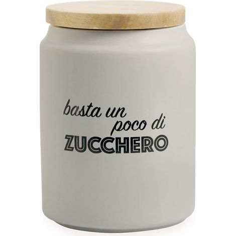 Villa d'Este Barattolo Zucchero in gres con Coperchio in Bambù (1/3)