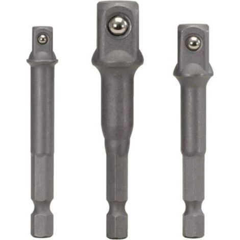 Jeu de 3 adaptateurs porte-douilles - 6 pans - 1/4" - 3/8" - 1/2"、Douille et embout pour clé