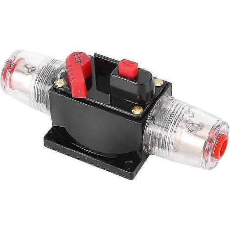 Compatible avec les amplificateurs audio de voitures et camions, ce porte-fusible à disjoncteur réinitialisable fonctionne sous 12-24 V CC et 40 A. (1/3)