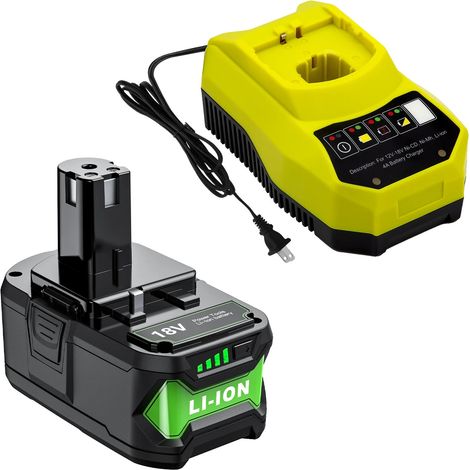 Remplacement de batterie, capacité 8000mAh, lithium-ion, compatible avec Ryobi, 1X8.0 avec chargeur (1/2)