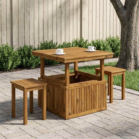 vidaXL Table de café de jardin en bois d'acacia réglable en hauteur (1/5)