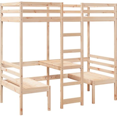 Maison Exclusive - Lit mezzanine avec bureau et chaises 90x190 cm pin massif