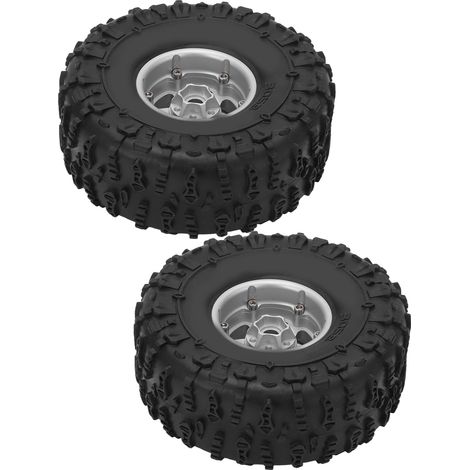 Jantes métalliques et pneus en caoutchouc de 1,9 pouce pour Axial SCX10 1/10 RC Crawler Car (argenté) (1/5)