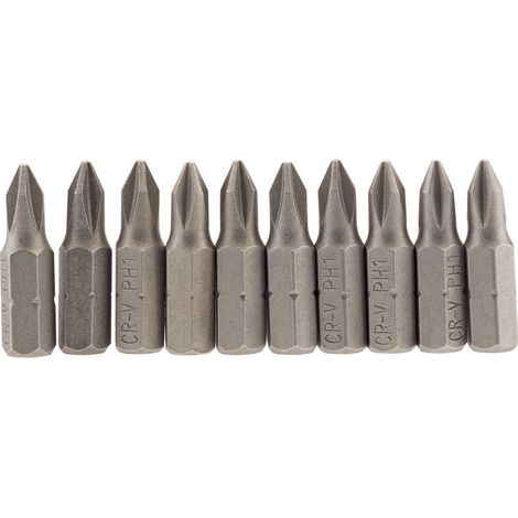 Draper No.1 1/4 Hex. Cross Slot Insert Bit 25mm Long x 10 (64060) (1/5)