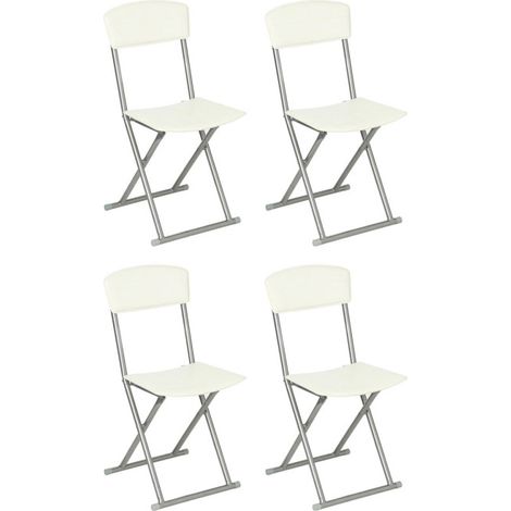 Lot de 4 Chaises Pliantes "Assise" 83cm Blanc Cassé (1/4)