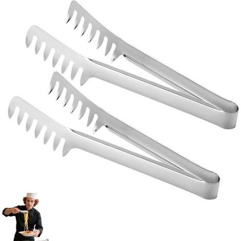 2-teiliges Set – Pastazange aus Edelstahl – Gezackte Spitzen – für Spaghetti, Nudeln und Gebäck – 22 × 3,5 cm – silber (1/5)