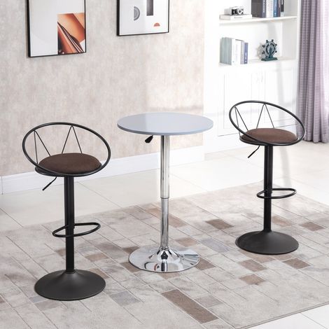 Ensemble de 2 tabourets de bar réglables en hauteur. Tabourets de cuisine hauts avec dossier, repose-pieds et assise moelleuse. Structure en métal. Tabourets de bar pivotants à 360° pour îlots de cuis