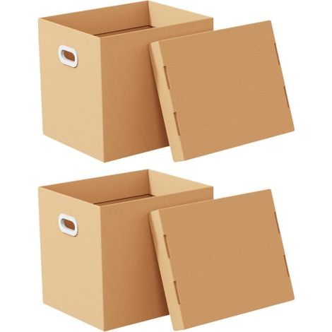 Lot 2 boîtes rangement pour documents avec couvercle, idéales pour organiser vos dossiers et gagner la place dans une chambre d'étudiant (1/5)