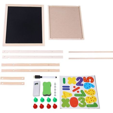 Tableau à dessin en bois double face pour enfants - Art Wooden Drawing Board - 2 en 1 - Hauteur réglable (1/5)