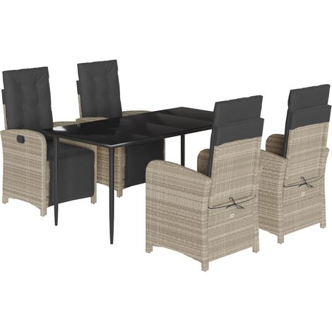 Maison Exclusive - Set comedor de jardín 5 pzas cojines ratán sin (1/5)