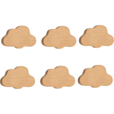 Tirador de madera maciza de haya con diseño de nube y estrella - Tirador de cajón liso y pulido para cómoda de bebé, puerta (1/5)