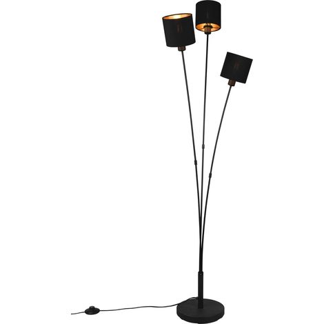 Lampada da terra 3 luci, metallo, nero opaco e oro, H 150 cm, Tommy (1/3)