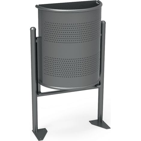 Papelera urbana semicircular de pared, color gris, 30 l