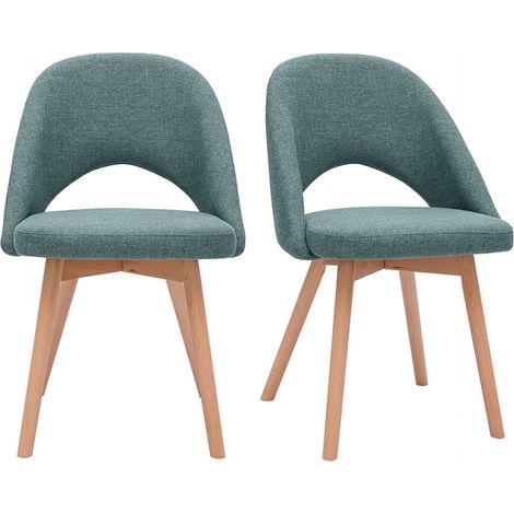 Set de 2 sillas nórdicas de tela verde grisáceo y madera clara COSETTE (1/4)