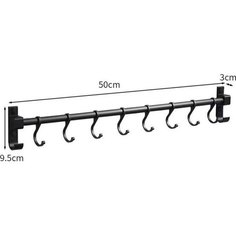 Barre de Cuisine Aluminium Barre Murale 50CM Porte Ustensiles de Cuisine avec 8 Crochets (1/4)