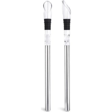 2er-Set Edelstahl-Weinflaschenkühler + tropffreier Ausgießer mit Belüfter – Bar-Set für Rosé und Weißwein bei idealer Temperatur – Partygeschenk für Damen und Herren (1/4)