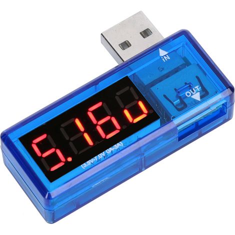2 Stück USB-Strom- und Spannungsmesser, Voltmeter und Amperemeter, tragbar für Handy-Ladegeräte, Blau (1/5)