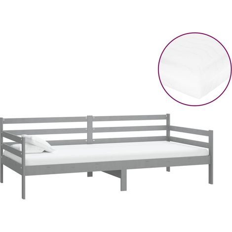 Maison Exclusive - Tagesbett mit Matratze 90x200 cm Grau Kiefer M