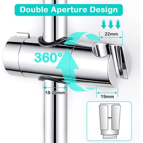 Supporto universale 2 in 1 per soffione doccia, asta doccia da 18-25 mm, rotazione a 360 gradi, montaggio a parete, ABS cromato, bagno - ALTRO (1/4)