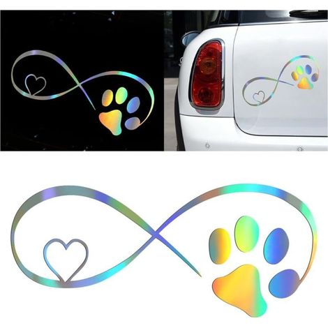 2-Piece Dog Paw Print Car Decoration Stickers, Colorful Laser Reflective Automotive Exterior Decoration Stickers for Car, Truck, Motorcycle, Doors, Skateboard, Luggage (1/5)