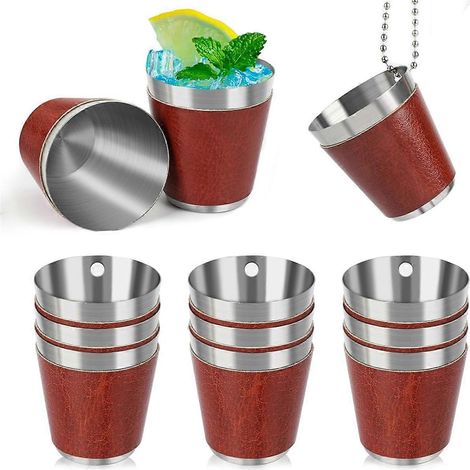 Lot de 12 coupelles à shot en métal pour suspendre les verres à shot, en acier inoxydable. (1/5)