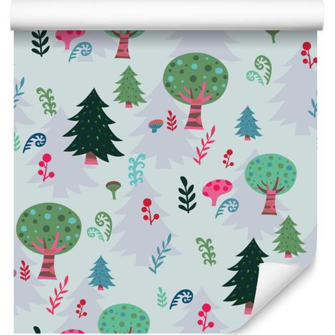 Papier peint à motifs de plantes et d'arbres verts pour salon et chambre 50x1000 cm (1/5)