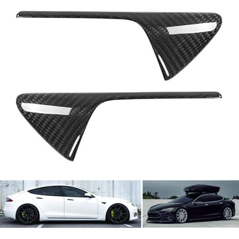 Modifications pour Tesla Model 3 SXY : baguettes latérales en fibre de carbone pour les prises d'air des caméras (une paire, gauche et droite), finition brillante. (1/5)