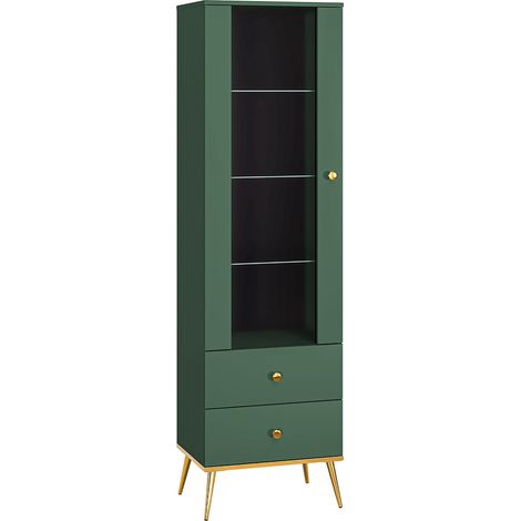 Vitrine 1 porte 2 tiroirs Thalia Vert (1/5)