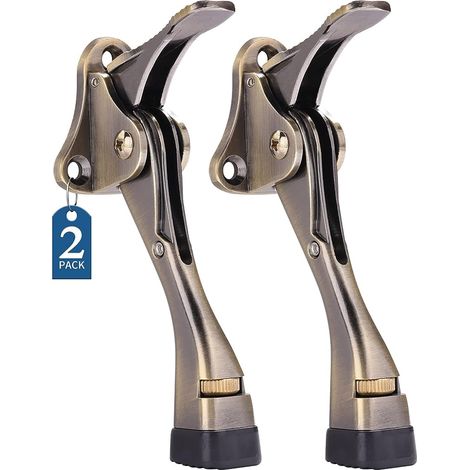 Lot de 2 butées de porte à pédale réglables en hauteur, compatibles avec moquette, parquet et carrelage, couleur bronze.