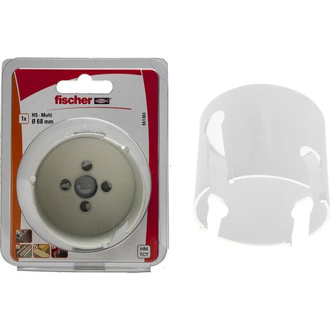 Fischer Fresa a tazza HS-Multi 60 K - Fresa multiforo con taglienti in metallo duro per materiali da costruzione in legno e pannelli, colore bianco, 551362 (1/3)