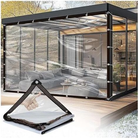 Bâche transparente pour l'extérieur - 2 x 4 m - Avec œillets - Imperméable et imperméable (1/4)