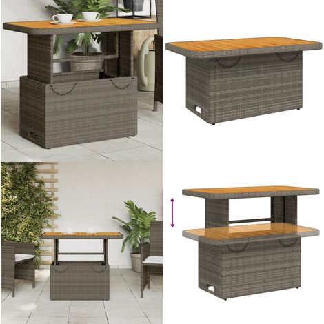 Gartentisch Grau 90x55x71 cm Poly Rattan und Akazienholz - Gartentisch - Esstisch - Outdoortisch - Terrassenmöbel - Balkonmöbel - Home & Living (1/5)
