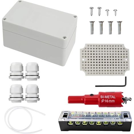 Boite de Dérivation, 100 × 68 × 50 mm Boîte Carrée IP66, ABS Dérivation Étanche Exterieur Gris, Avec Bornes et Accessoires de Montage, pour Câbles de ø 4 à 8 mm (1/5)