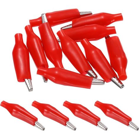 10Pcs Pinces Crocodile 28Mm Pinces De Test Électrique Rouge (1/4)