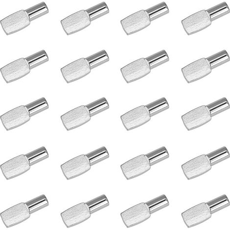 20Pcs Taquet Etagere, 5mm Support d'Étagère Étagère Broches Cheville Etagere Supports de Plaque en Métal Nickelé pour Armoire Bureau Accessoires。19mm (1/5)