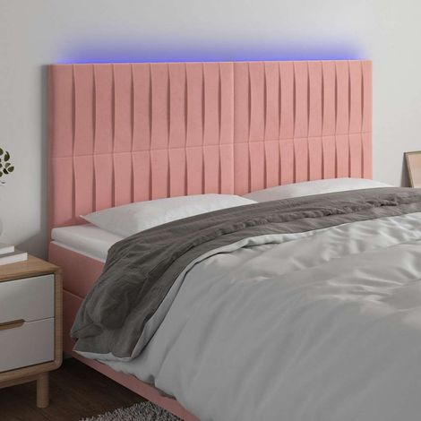 vidaXL Cabecero con luces LED terciopelo rosa 180x5x118/128 cm (1/5)