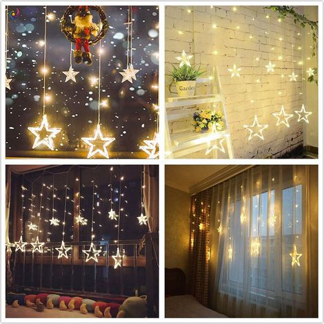 CATENA STELLA LUMINOSA LUCE BIANCO CALDO NATALE FESTE ADDOBBI STELLE LUCI LED