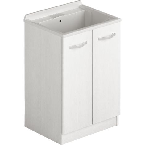 Lavatoio in legno 61x50 due ante colore bianco frassinato (1/2)