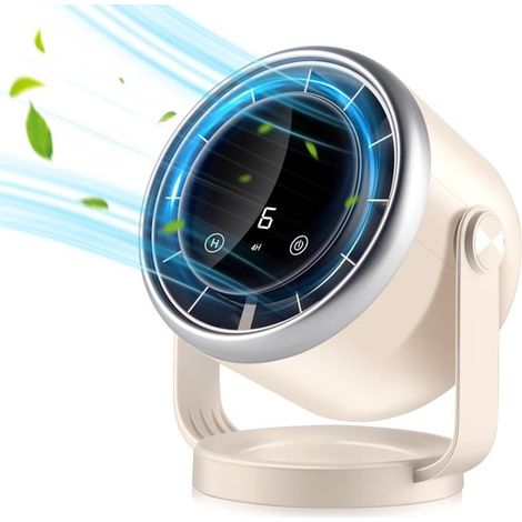 Ventilador de escritorio a pilas，con pantalla digital，giratorio 360°，para la circulación del aire en toda la habitación，con 6 velocidades USB (1/5)
