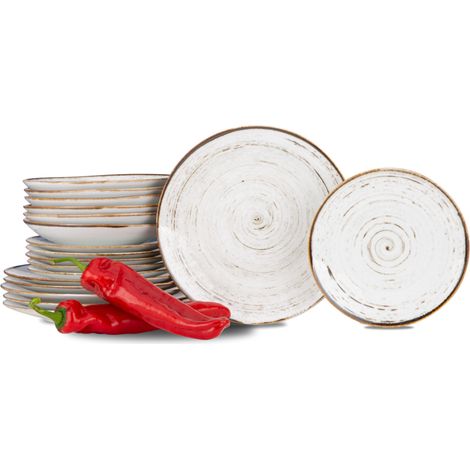KONSIMO ALUMINA Tafelservice für 6 Personen (18 Tlg.) Porzellan, Weiß