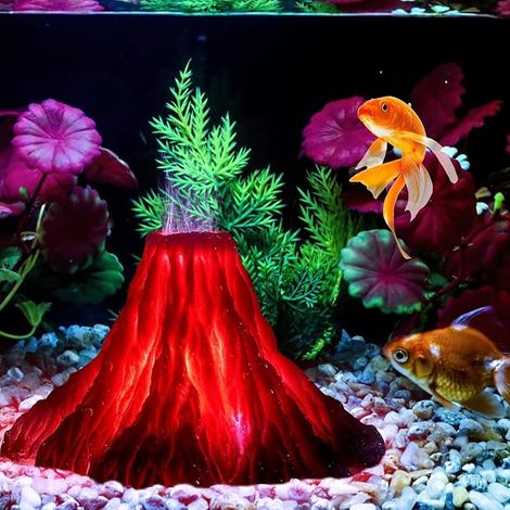 Kit d'Ornement Volcan pour Aquarium, Kit d'ornement Volcan d'aquarium avec Pompe à air, Kit de décoration pour Aquarium Volcan,pour réservoir de Poissons, décoration de réservoir de Poissons (1/5)