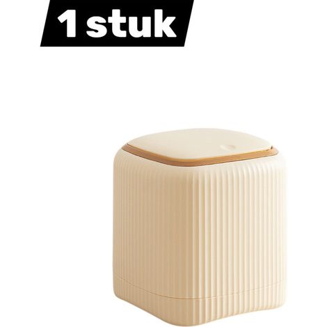 pièce - Prullenbak - Mini Prullenbak - Prullenbak avec couvercle - Prullenbak de bureau - Double bac de rangement en PP renforcé - Poubelle de bureau compacte - Jaune (1/5)