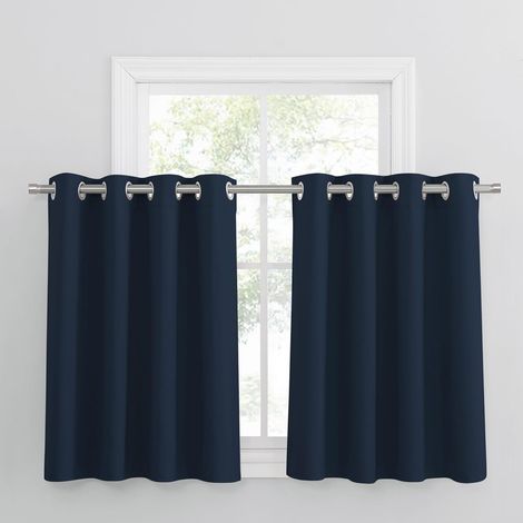 Pony Dance Décoration de Fenêtre - Rideau Isolation Thermique Brise-Vue Rideau Cuisine à Oeillets Économie d'Énergie pour Petite Fenetre, Largeur 132 sur Hauteur 90cm, 2 Pièces, Gris (1/5)
