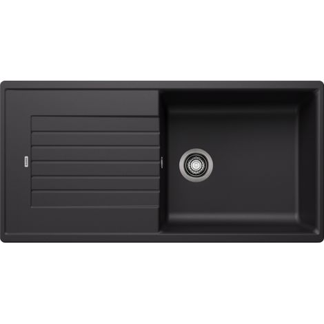 Blanco – Évier de cuisine Zia XL 6S Silgranit – Granit composite noir – Dimensions 1000 x 480 x 190 mm – Cuve unique 490 x 450 mm