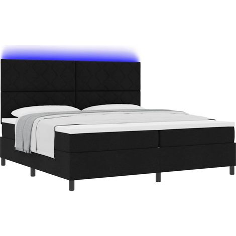 Maison Exclusive - Lit à ressorts avec matelas avec LED Noir 200 x 200 cm tissu (1/5)