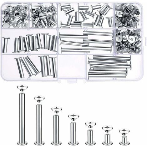 80-teiliges Chicago-Schrauben-Sortiment, 7 verschiedene Größen, Chicago-Knopfschrauben mit Metallrundkopf für DIY-Lederdekoration und -Einfassung (1/5)