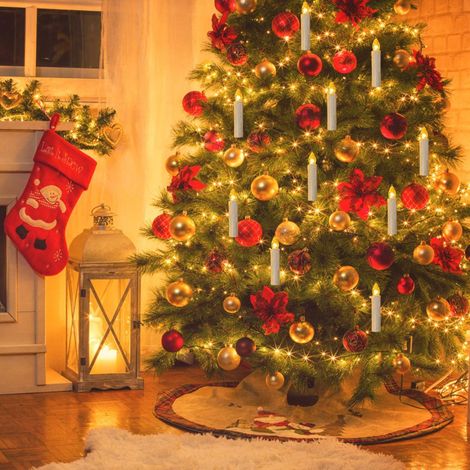 Warmweiße USB-Kerzenkegel-Lichterkette, 7,75 m (25,4 Fuß), 20 LEDs, dekorative Weihnachtsbaum-Lichterkette mit Klemmen für Glühbirnen und Kerzen (1/5)