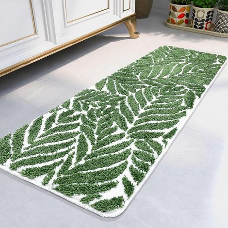 Tapis de Bain Décoration Feuilles Vert foncé 45 x 120 cm (1/5)