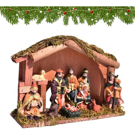 Figurine De La Nativité De Noël Figurines Religieuses De La Sainte Scène de la Nativité en Bois de Noël Pour Table de Cuisine Intérieur Maison Cheminée Chevet Bureau Table de Nuit Étagère (1/5)